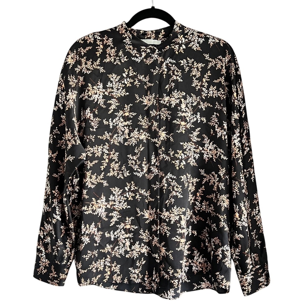 Vince Women's Floral Print Long Sleeve Button Down Blouse Top Career